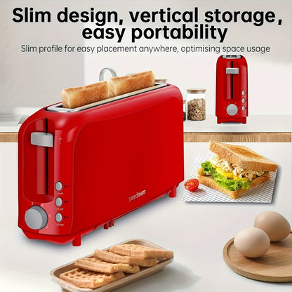 2 Slice Slim Toaster with 6 Shade Settings, Cancel Reheat Defrost Functions, Removable Crumb Tray – Compact 750W Bread Toaster for Kitchen