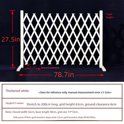Dog Gate Folding Wooden – Thickened Natural Wood Grain Pet Barrier for Stairs Doorway & Home Entrance, Expandable Mesh Fence for Dogs
