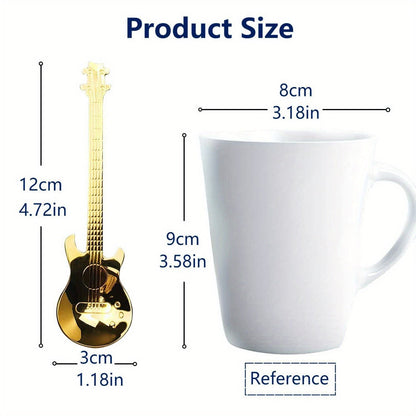 Guitar Shaped Spoons Set of 6 304 Stainless Steel Creative Teaspoons for Coffee Milk Tea Ice for Entryways, Bedrooms and Living Spaces