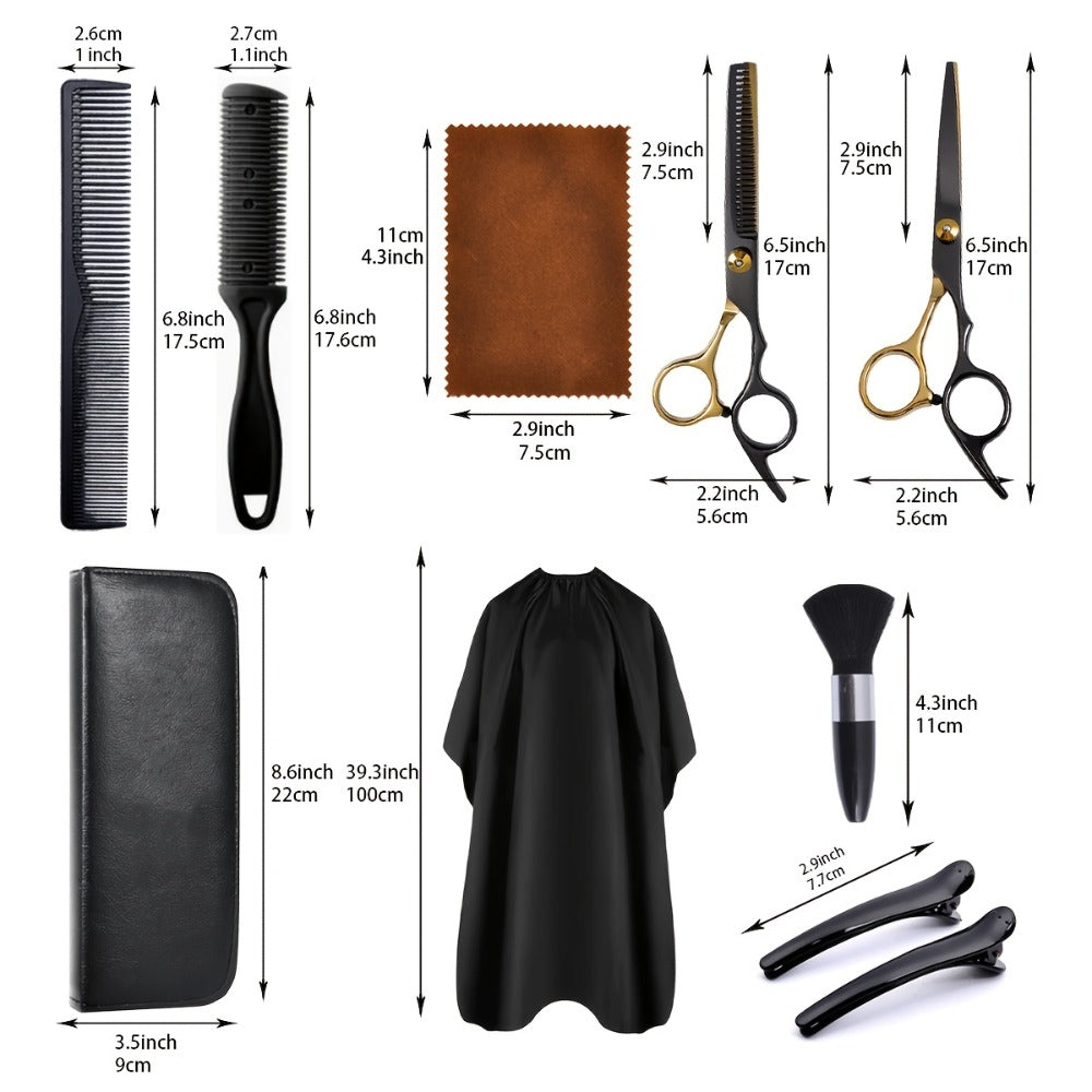 Hair Cutting Scissors Kit 13 Piece – Professional Barber Shears Set with Thinning Shears, Blending Scissors & Accessories