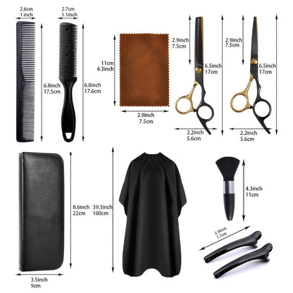 Hair Cutting Scissors Kit 13 Piece – Professional Barber Shears Set with Thinning Shears, Blending Scissors & Accessories