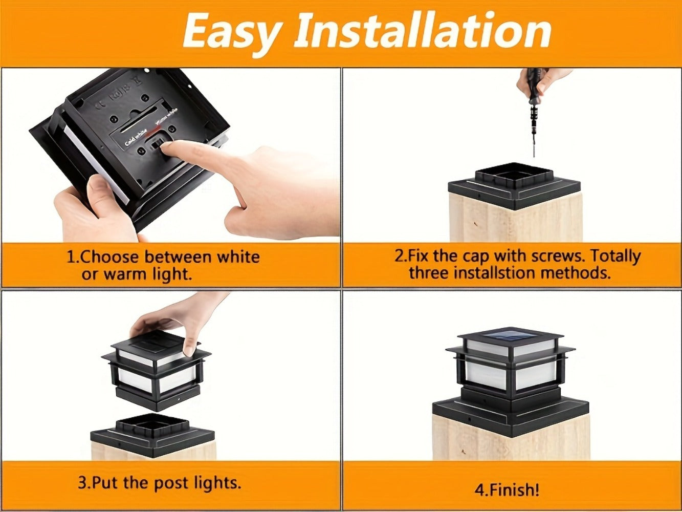 Solar Post Cap Lights for Fence Deck 6 Pack - Outdoor Bright LED for Garden Porch Patio Stair for an Everyday Personal Care Routine