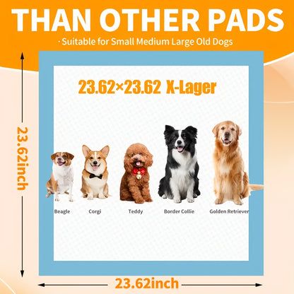 Disposable Dog Pads 24"x24" Bulk Pack – Super Absorbent Leak-Free Puppy Pee Pads with Odor Control for Indoor & Outdoor Use