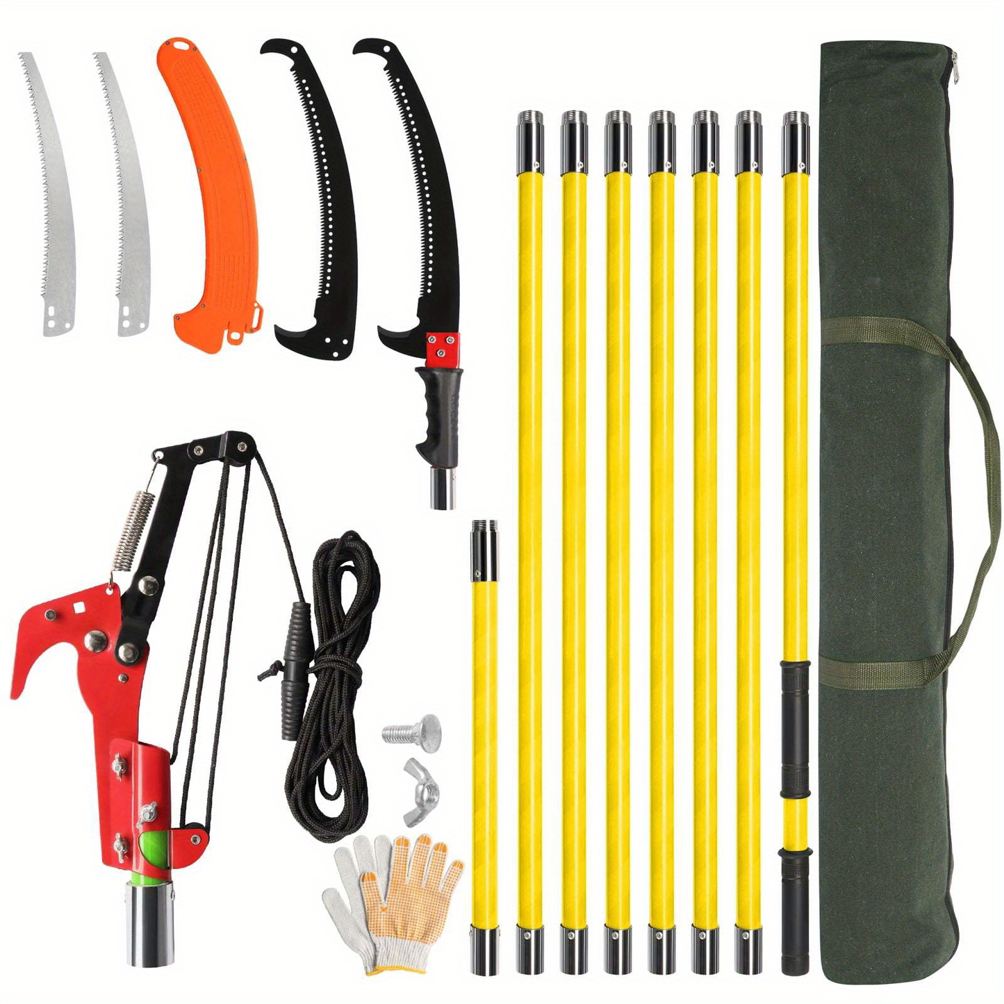 Extendable Pole Saw 26ft 2-in-1 Manual Tree Pruner, High Reach Branch Trimmer with Pruning Saw & Rope Cutter for Yard & Garden