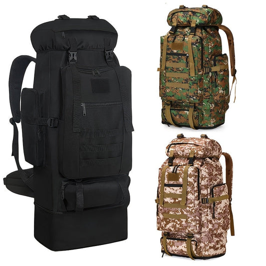 Large Capacity Expandable Outdoor Backpack 26-42 Gal – Soft Shell Geometric Pattern Hiking Rucksack for Camping