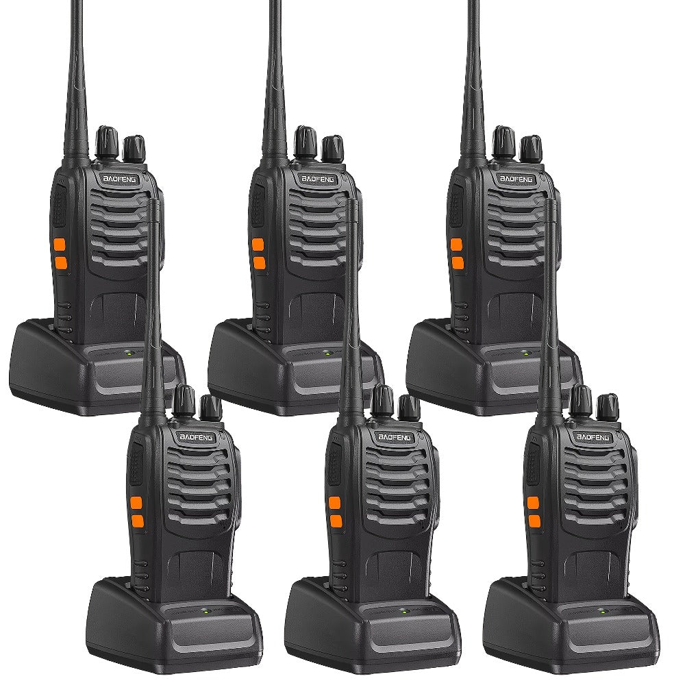 Baofeng UHF Walkie Talkies 16CH 5W, 2/4/6/8/10/12 Pack Two-Way Radios, USB Rechargeable 1500mAh Battery