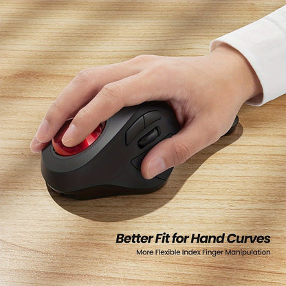 Wireless Trackball Mouse, Rechargeable Bluetooth & 2.4G, 44mm Index Finger Rollerball, 5 DPI Levels