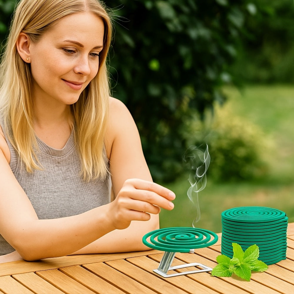 Lemongrass Spiral Incense Coils 10 Pack - Large Natural Herbal Incense for Outdoor Patio, Camping