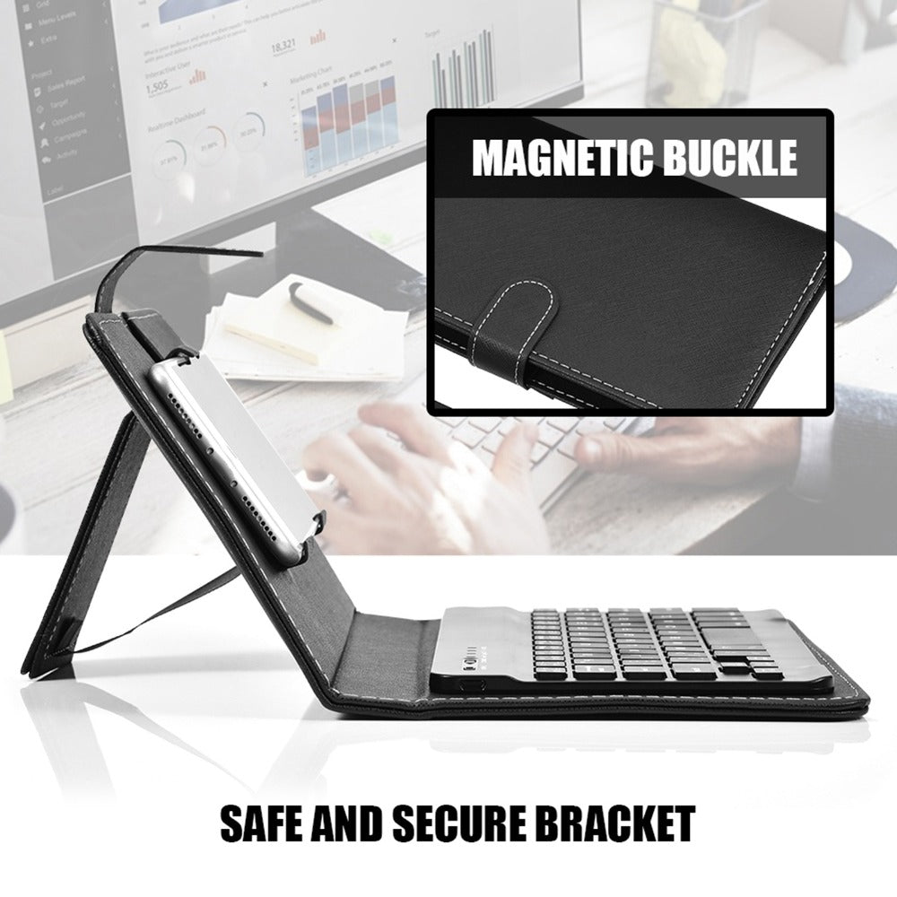 Collapsible Bluetooth Keyboard with Built-In Phone Stand, Wireless Portable Keyboard for Smartphones Tablets Laptops