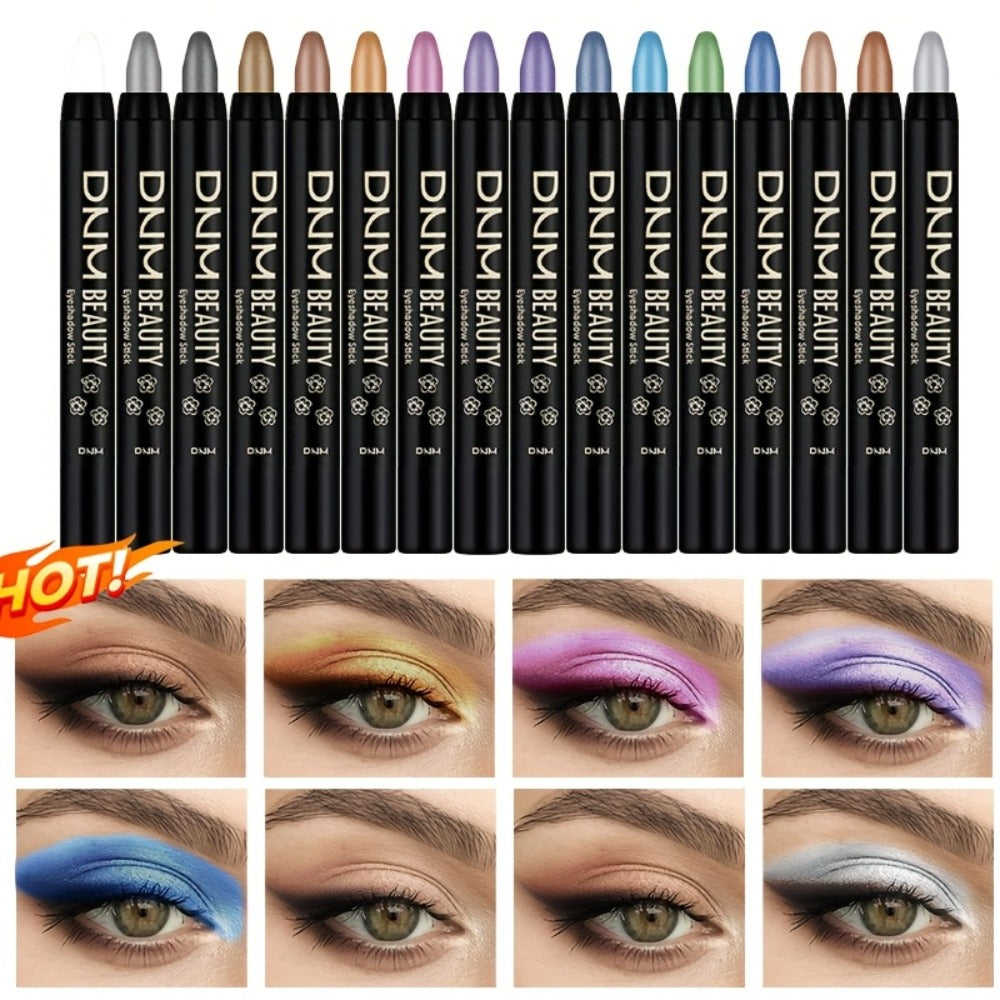 Gel Eyeshadow Stick Pencil Set 16 Colors Pearl Shimmer Matte Blendable Eye Makeup Crayons, for Makeup, Travel and Everyday Vanity Use