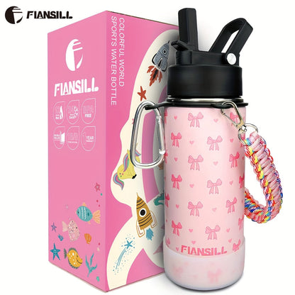 Insulated Water Bottle 16oz – Stainless Steel Vacuum Tumbler with Fun Printed Designs – Leak-Proof Kids & Teen Water Bottle