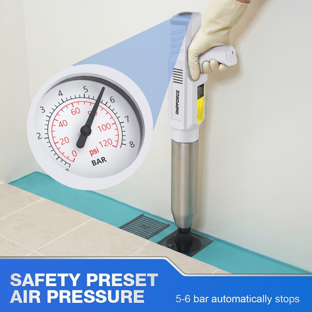 Electric Toilet Plunger 8V Cordless, High-Pressure Pneumatic Toilet Unclogger with Real-Time Pressure Display