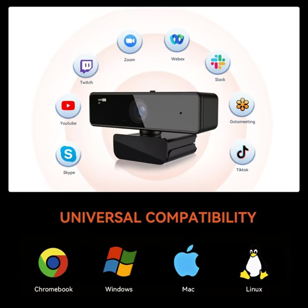 2K Webcam with Dual Microphone for PC Laptop, Nuroum V11 1440P HD USB Conference Camera, 360° Rotatable