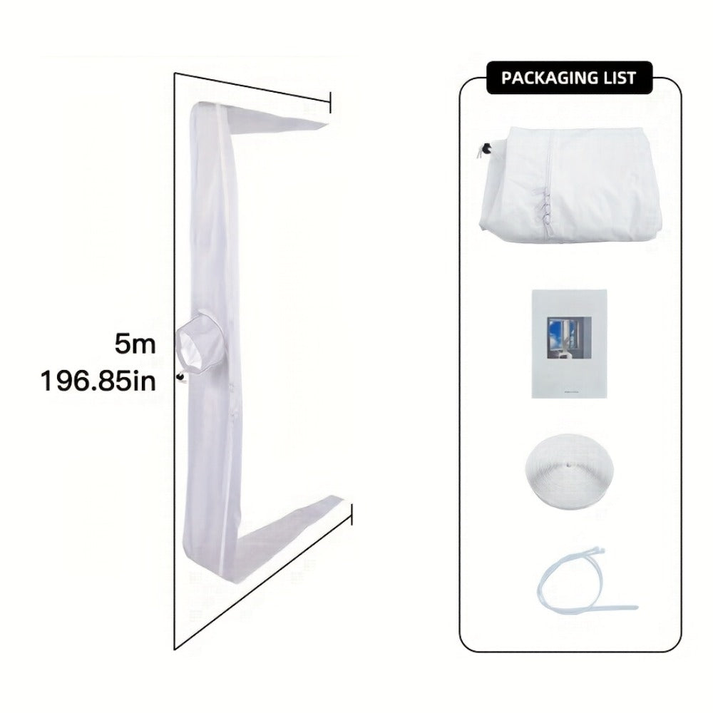 Portable AC Window Sealing Strip Universal | Adjustable Air Conditioner Exhaust Hose Seal Kit with Zipper & Adhesive | 4M 5M 220" 236" Sizes