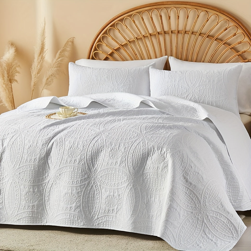 Quilt Set 2-3pcs – Lightweight Microfiber Bedspread Coin Pattern Coverlet All Seasons Twin Full Queen King Cal King