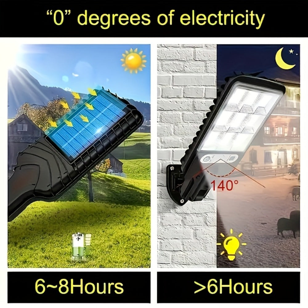 Solar Motion Sensor Security Wall Light 108COB LED, Outdoor Solar Powered Street Light with Remote Control & 3 Modes