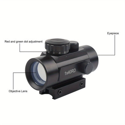 Red Green Dot Sight Scope 1x40 with Picatinny Rail Mount, 2 Reticle Types, Adjustable Brightness for Rifles