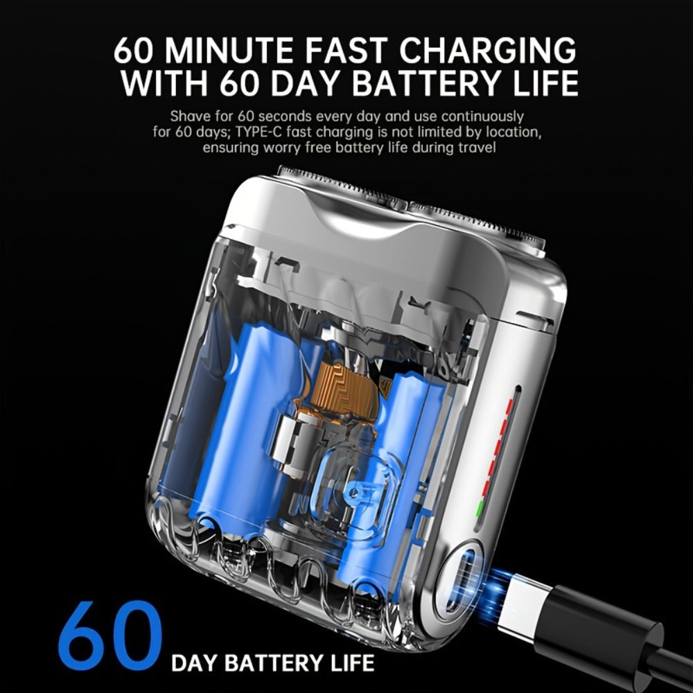 Electric Shaver Magnetic Dual-Blade Mini Razor with Two Speeds, USB Charging and Select Waterproof Options
