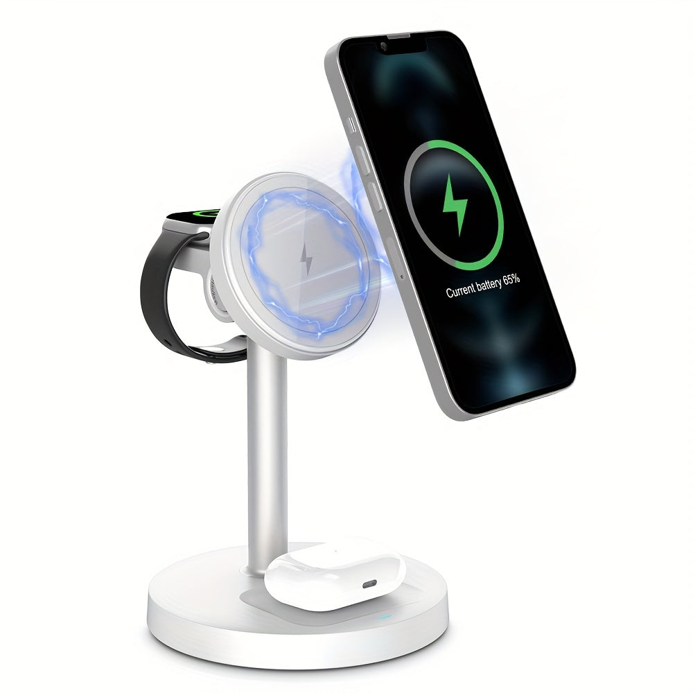 Wireless Charging Station, 3-in-1 Qi-Labeled Stand for iPhone, Apple Watch and AirPods Models in Six Colors