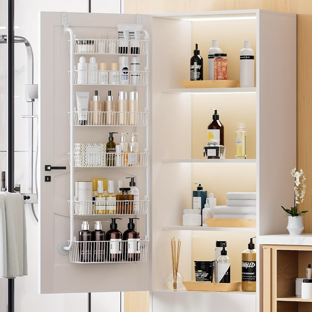 Over-the-Door Metal Organizer Rack 6 & 8 Tier – Pantry Storage, Spice Rack, Kitchen Cabinet Organizer, Holds Up to 80 Lbs
