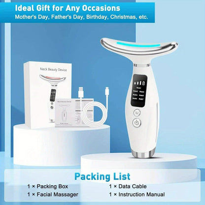 Facial Lifting Device 7-in-1 EMS Microcurrent Neck Face Massager LED Photon Therapy Rechargeable Beauty Tool for Women