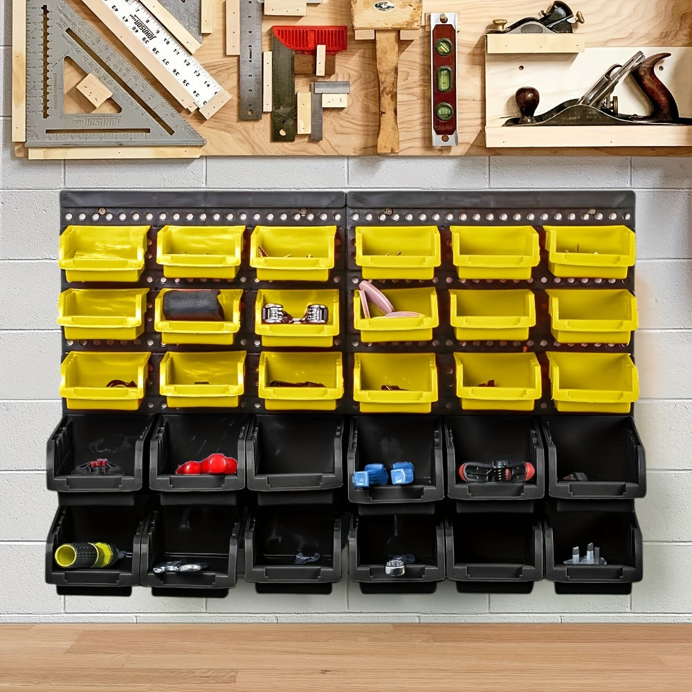 Plastic Parts Storage Bins Wall Mount 30pcs, Small Hardware Organizer for Screws, Nuts, Bolts & Nails