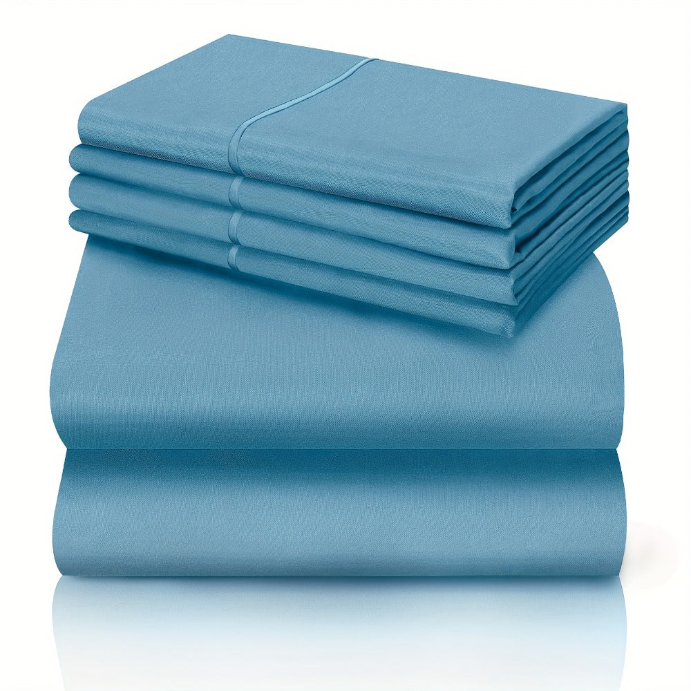 Bed Sheet Set California King 6-Piece Microfiber with 18-Inch Pocket and Sixteen Solid Color Choices