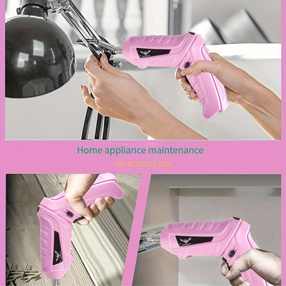 Pink Electric Screwdriver Set 47pcs 3.6V Cordless Drill Screwdriver Rechargeable 3.5Nm Torque for Entryways, Bedrooms and Living Spaces