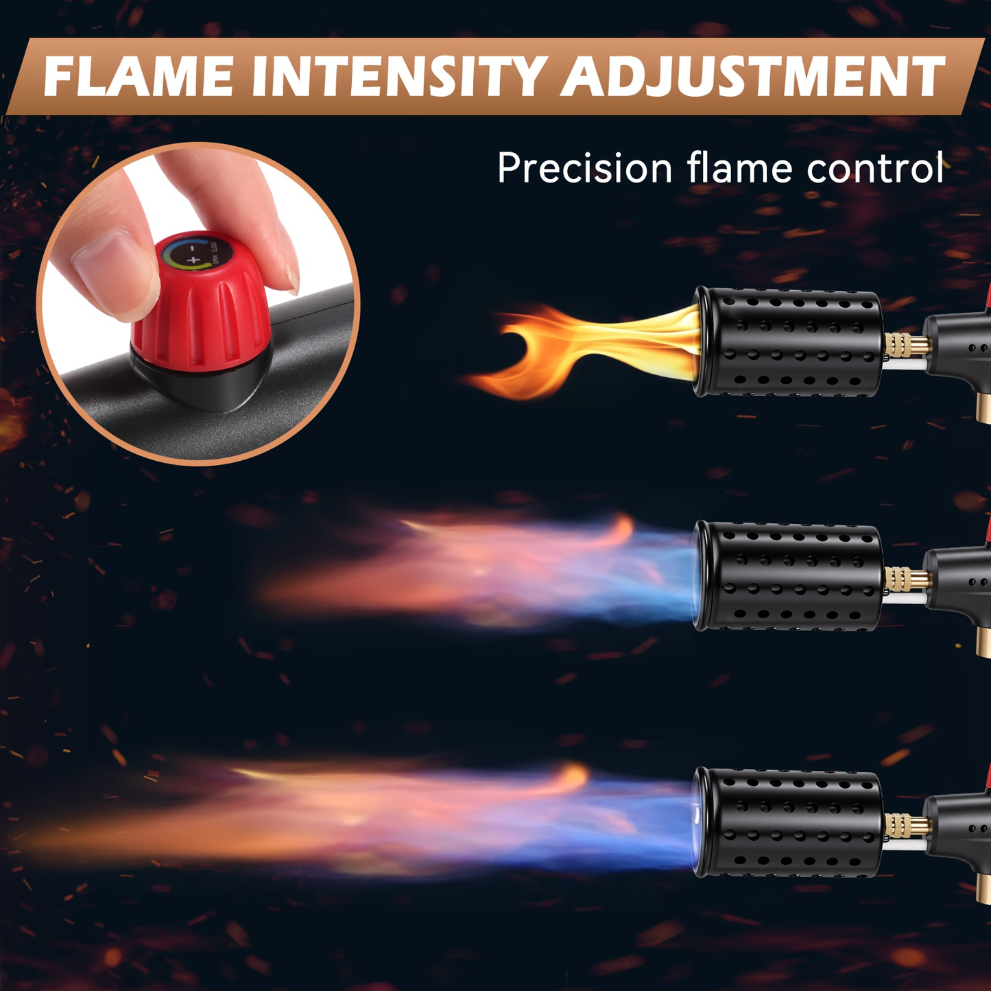 Kitchen Torch Propane Culinary Torch with Adjustable Flame, Safety Lock & Heat Dissipation, Butane Torch for Searing Steak