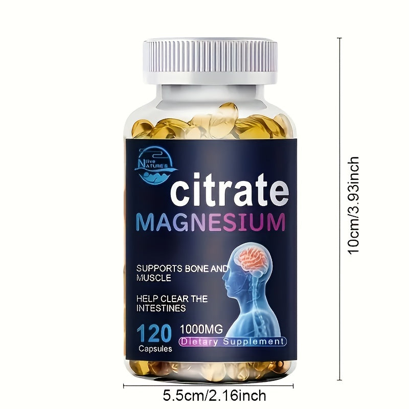 Magnesium Citrate Capsules 1000mg 120 Count for Bath Time, Home Spa and Personal Care, with the Listed Configuration
