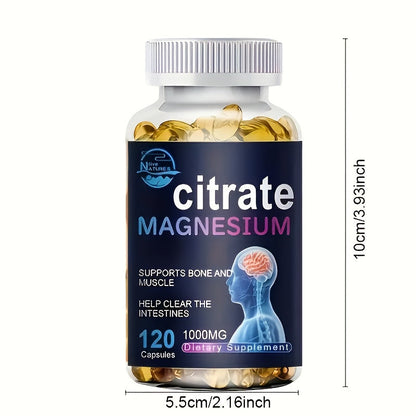 Magnesium Citrate Capsules 1000mg 120 Count for Bath Time, Home Spa and Personal Care, with the Listed Configuration