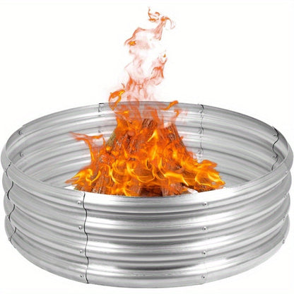 Galvanized Steel Fire Pit Ring Liner for Above Ground Wood Burning, Metal Firepit Insert for Backyard Camping Beach Park Outdoor Patio