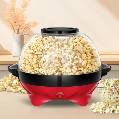 Popcorn Machine 800W Electric Stirring Popcorn Maker – 6-Quart Non-Stick Plate, Quick-Heat Technology, Cool-Touch Handles
