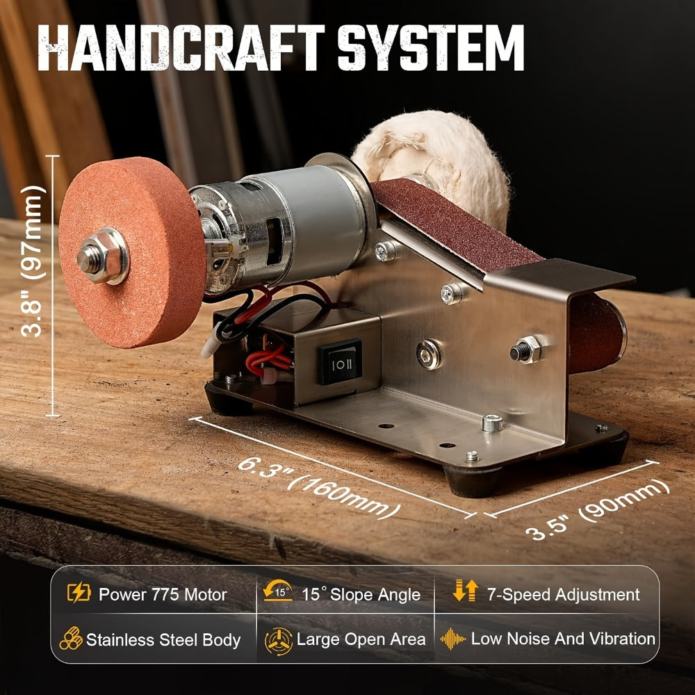 Mini Belt Sander 15° Angle - 7-Speed Electric Belt Grinder Knife Sharpener Kit with 30 Sanding Belts for Metal