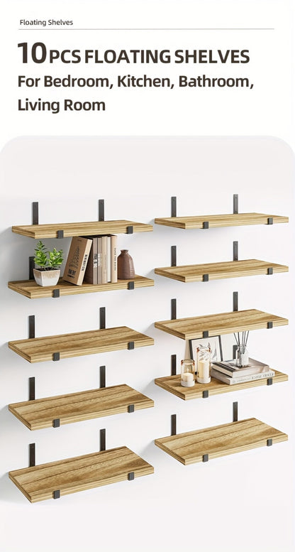 Floating Shelves for Wall 10 Pack 15.8x5.9 Inch Wall Mounted Shelf for Bedroom Kitchen for Home Cooking, Dining and Outdoor Meals