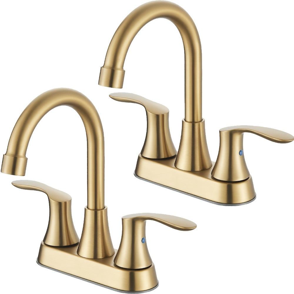 Centerset Bathroom Faucet 2 Handle 4 Inch – Dual Handle Vanity Sink Faucet with Pop-Up Drain & Supply Lines