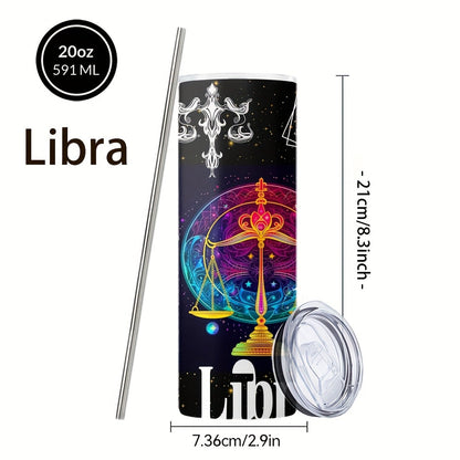 Insulated Tumbler 20oz Zodiac Horoscope 304 Stainless Steel with Lid, Straw and 12 Sign Choices