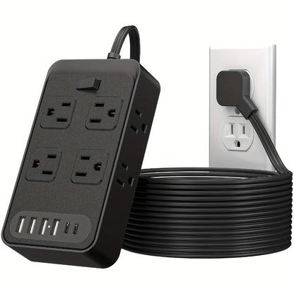 One-Touch Switch Desk Charging Station 14-in-1, 8 Widely Distributed AC Outlets & 6 USB Ports (4 USB-A + 2 USB-C)