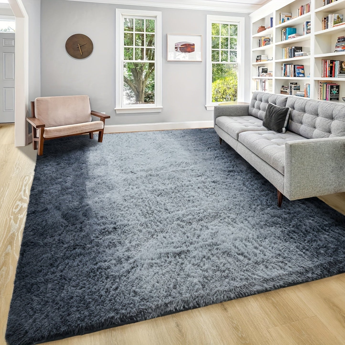 Shaggy Plush Area Rug – Soft Fluffy Carpet for Living Room, Bedroom & Sofa | Non-Slip Machine Washable Tie-Dye & Solid Color Long Pile Rug |