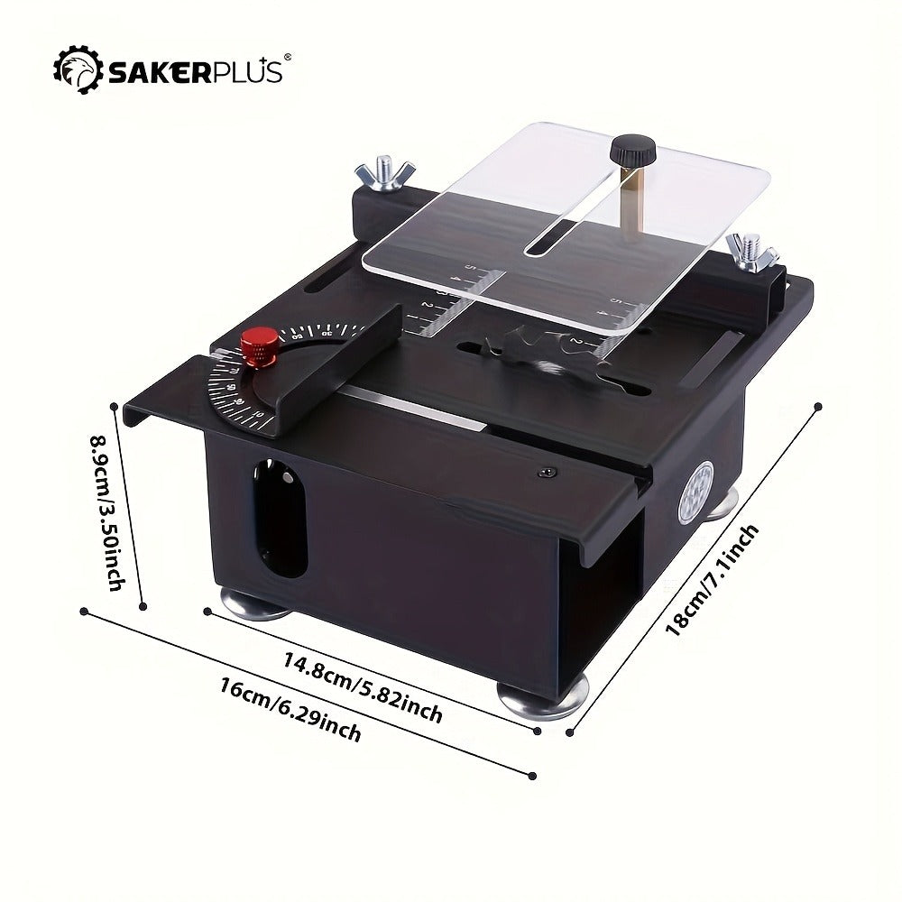 100W Electric Mini Table Saw with Woodworking Pen Set, 7-Speed & Angle Adjustable, 16mm Max Cutting Depth