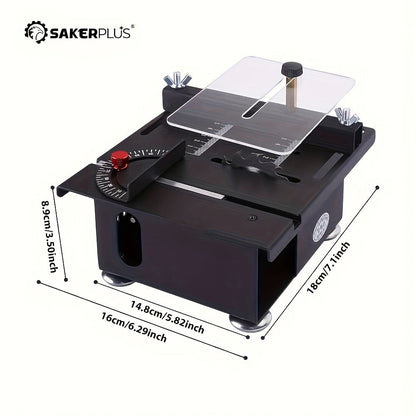 100W Electric Mini Table Saw with Woodworking Pen Set, 7-Speed & Angle Adjustable, 16mm Max Cutting Depth
