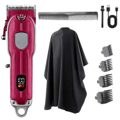 Barber Hair Clipper Kit for Men – USB Rechargeable Digital Size Adjustment, Complete Set with Scissors & 4 Limit Combs