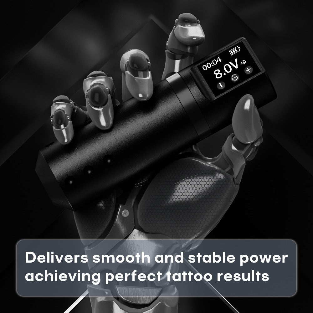 Wireless Tattoo Machine Kit Complete - POSEIDON V5 Rotary Pen with LCD Screen 1500mAh for Temporary Body Art, Festivals and Costumes