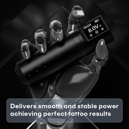 Wireless Tattoo Machine Kit Complete - POSEIDON V5 Rotary Pen with LCD Screen 1500mAh for Temporary Body Art, Festivals and Costumes
