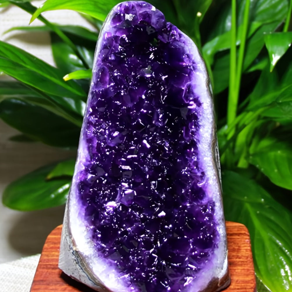 Purple Geode-Style Crystal Cluster Display with Polished Edge in 200–300 g, 400–500 g or Unspecified-Weight Checkout