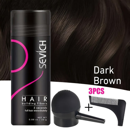 Keratin Hair Fibers 3-Piece Kit with Spray Pump & Optimizer, Instant Thickening Powder for Thinning Hair & Beard