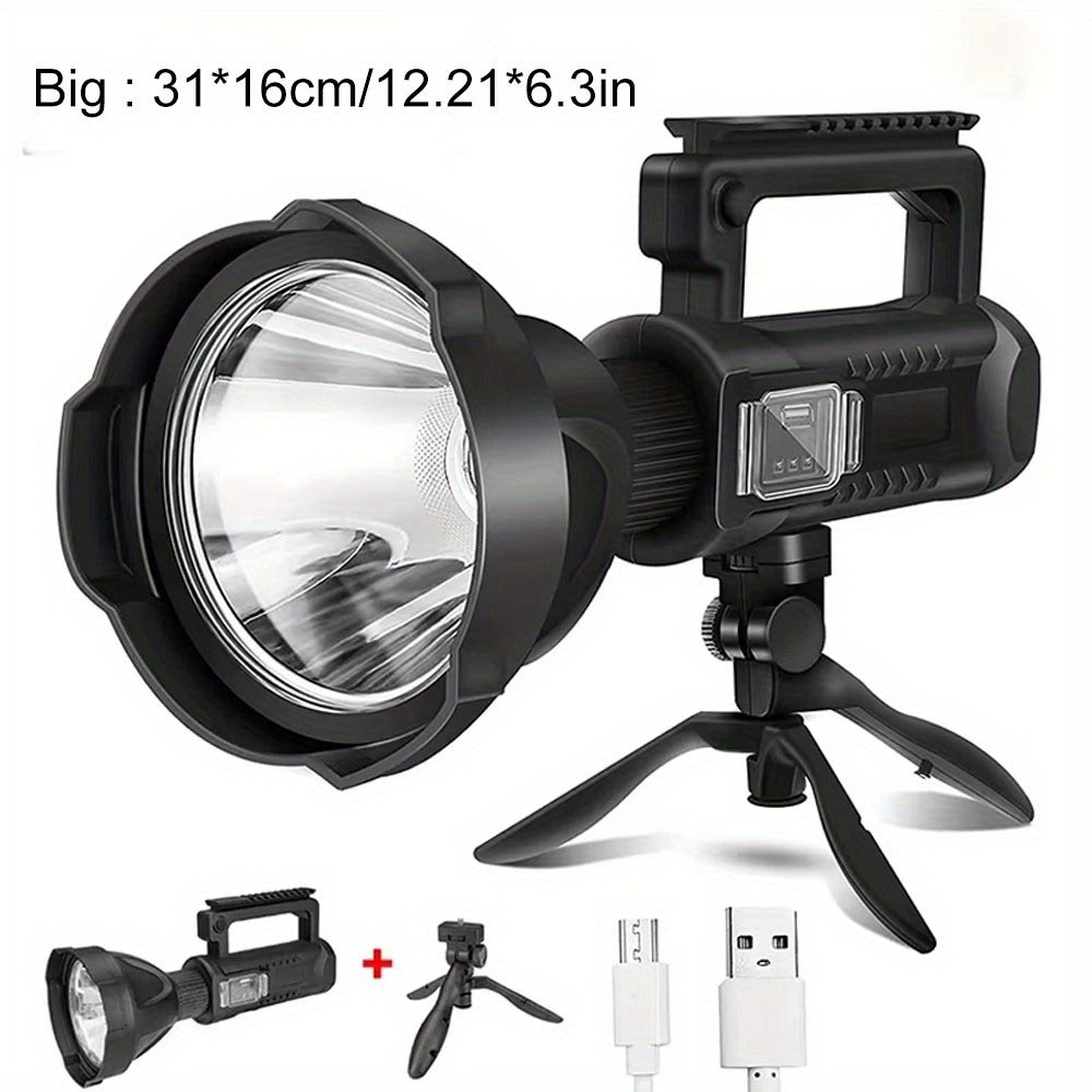 XHP90 High Power LED Flashlight USB Rechargeable Powerful Spotlight Searchlight, 4 Modes for Camping, Travel and Outdoor Use