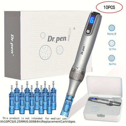 Dr Pen M8S Microneedling Pen Kit 10PCS 0.25mm Replacement Cartridges - USB Rechargeable for Bath Time, Home Spa and Personal Care