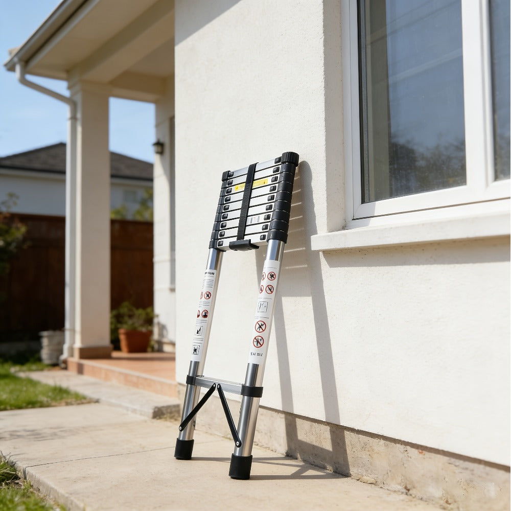 Telescoping Extension Ladder Aluminum, 6.5 / 8.5 / 10.5 / 12.5 FT Folding Telescopic Ladder, Easy Store