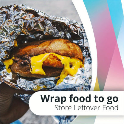 Aluminum Foil Roll 12 Inch Wide Restaurant Grade, Food Safe Disposable Wrapping for Burritos, Hot Dogs & Sandwiches